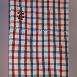 IZOD Men’s Red Blue Plaid Button Down Shirt Long Sleeve Classic Fit Cotton XL